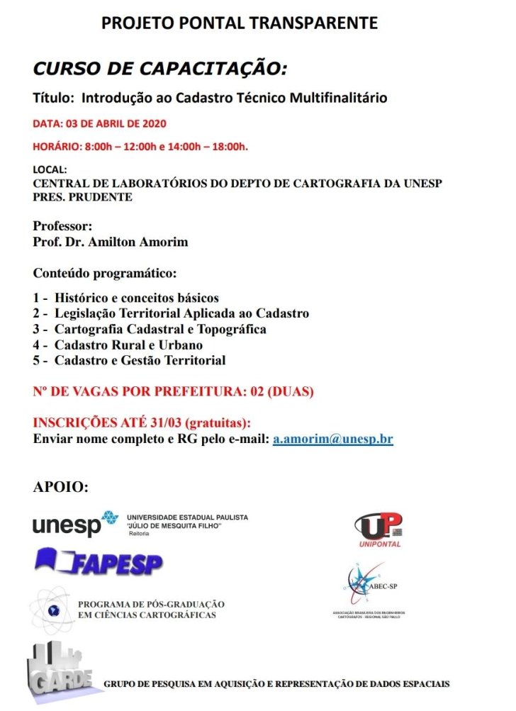 Curso de Capacitação – PROJETO PONTAL TRANSPARENTE