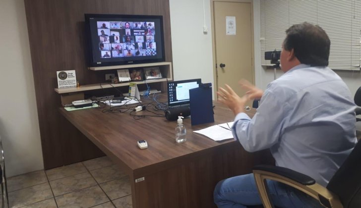 Prefeitos da Unipontal em vídeo conferência com o vice-governador Rodrigo Garcia e Secretário Marco Vinholi