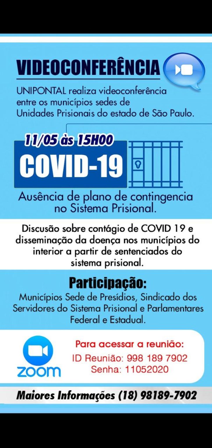 Unipontal promoverá vídeo conferência na segunda-feira, dia 11